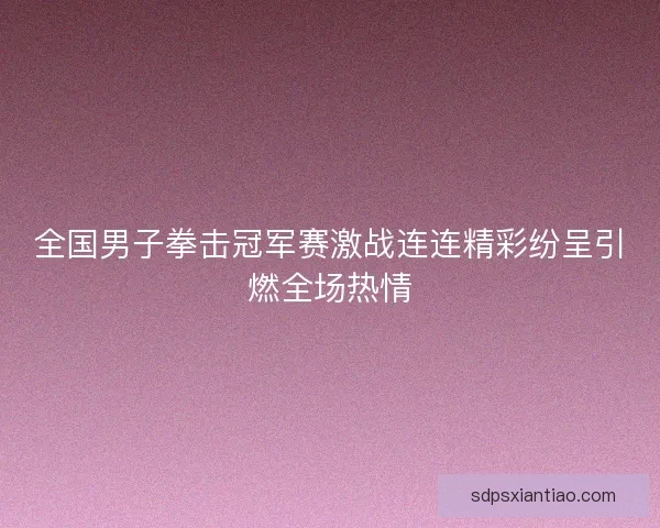 全国男子拳击冠军赛激战连连精彩纷呈引燃全场热情